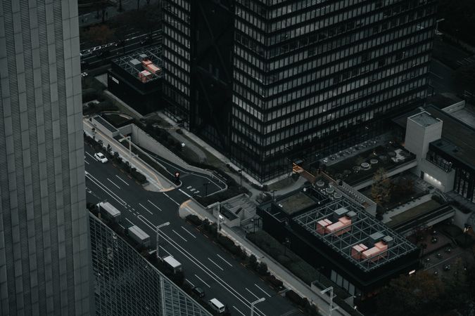 Aerial view of Tokyo's city buildings in Japan