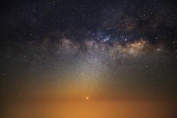 Milky Way, Long exposure photograph, with grain