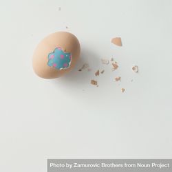 Peeled egg with double blue shell on light  background 4doXd5