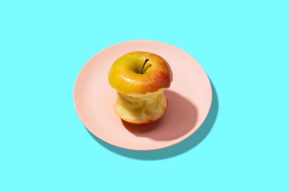 Colorful fresh bitten apple