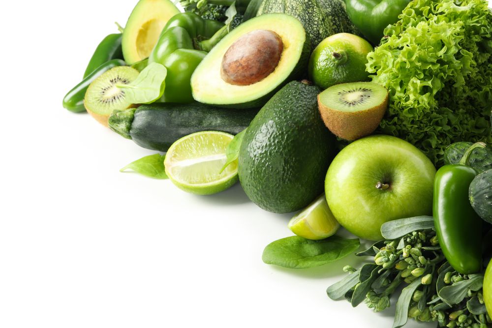Bunch of green vegetables isolated on blank background