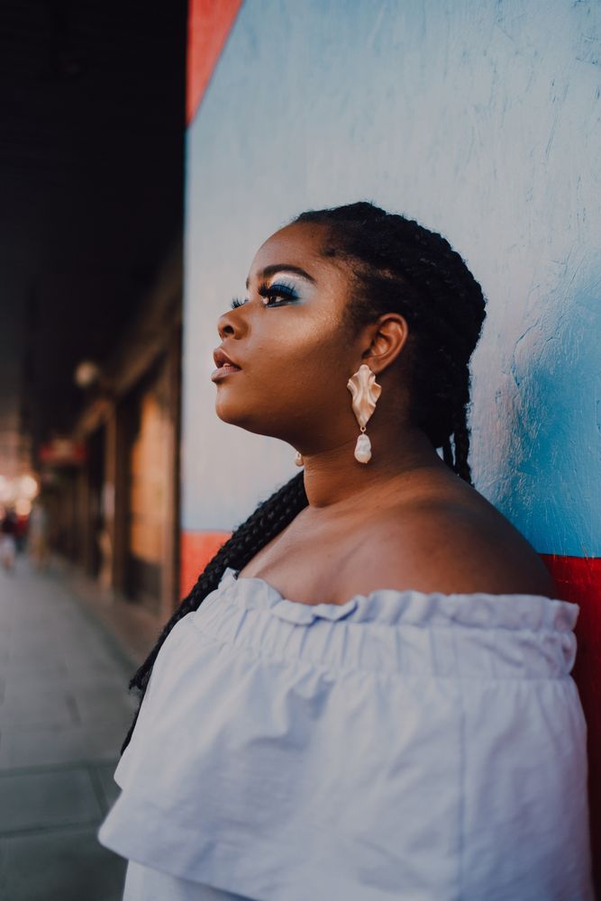 Dreamy trendy Black woman