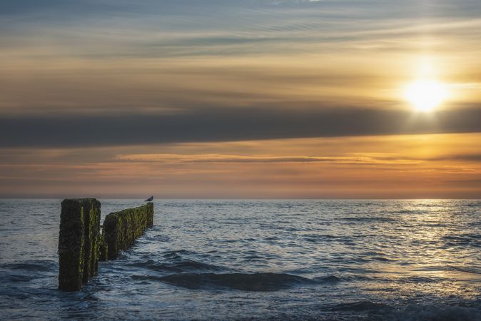 Sunset over water at the Sea