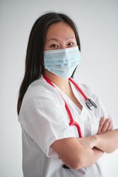 Portrait of female doctor in protective mask