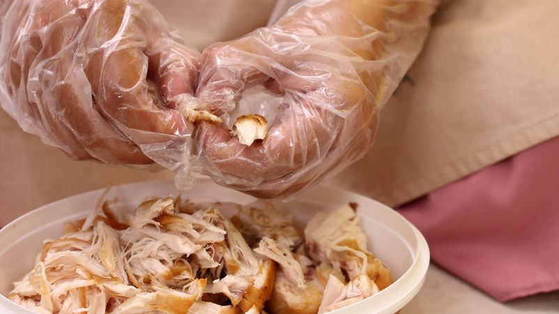 Female Hand Making Ayam Suwir