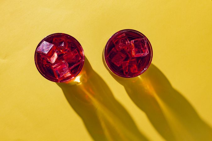 Glass with cold red beverage