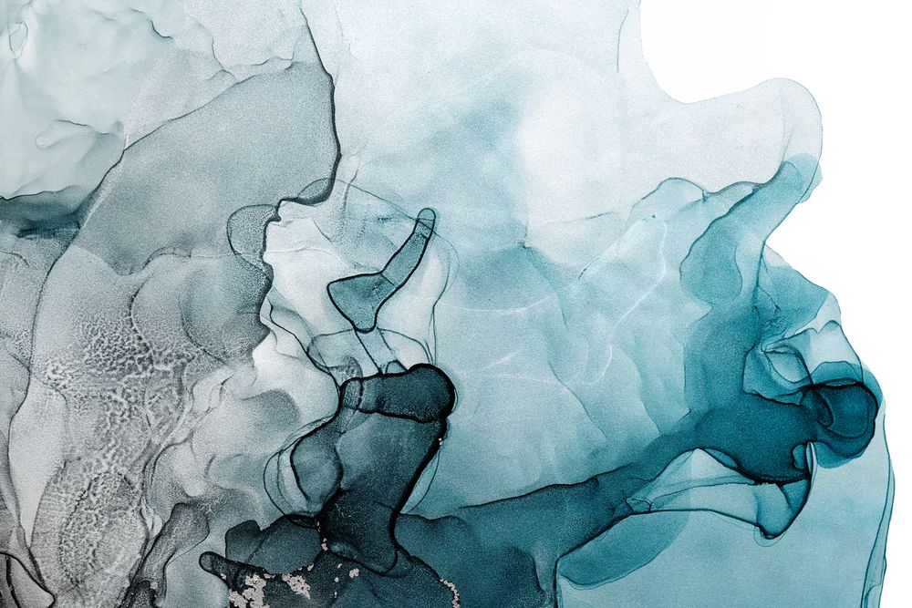 Modern blue grey fluid art