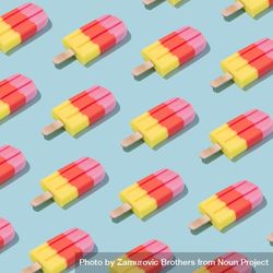 Pattern of colorful ice cream popsicle on pastel blue background 4Ml1r5