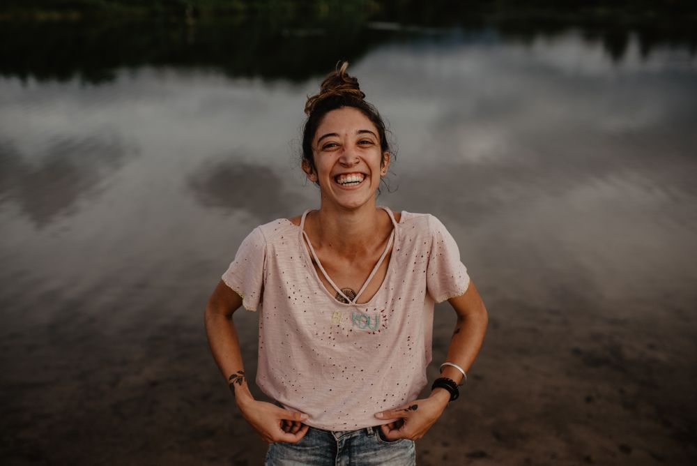 Portrait of Cheerful woman in nature
