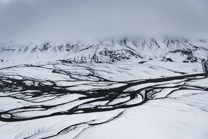 The stark terrain of Iceland in the wintertime