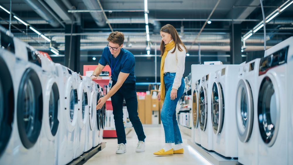Female Searching for a Laundry Appliance.