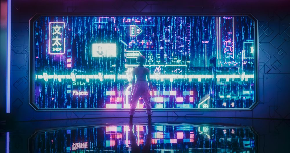 Young Female in a Cyberpunk Augmented Reality