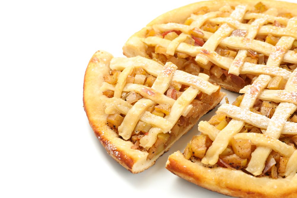 Tasty apple pie isolated on plain background. Homemade food