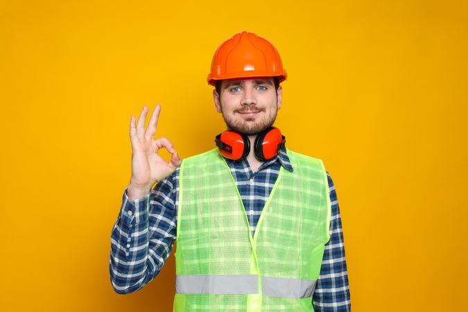 Young man civil engineer in safety hat