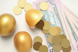 Concept of wealth and retirement - golden eggs