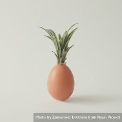 Egg with leaves making pineapple top 47Z3P5
