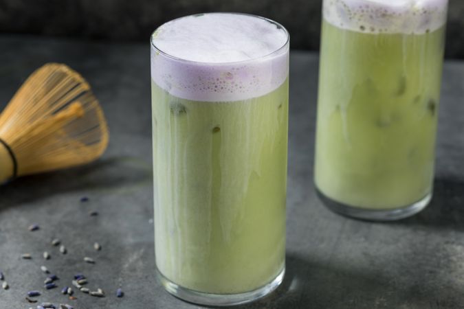 Refreshing Cold Lavender Iced Matcha Latte