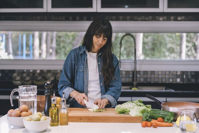 woman housewife preparing fresh salad