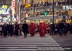 Japan - Tokyo, Shibuya Japan - November 29th, 2019: Red Rebel Brigade on Shibuya Crossing 41lvj5