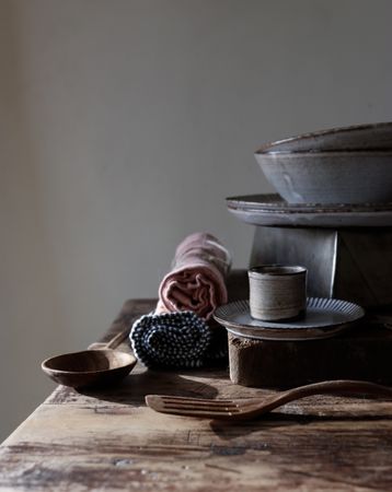 Vintage kitchenware on table