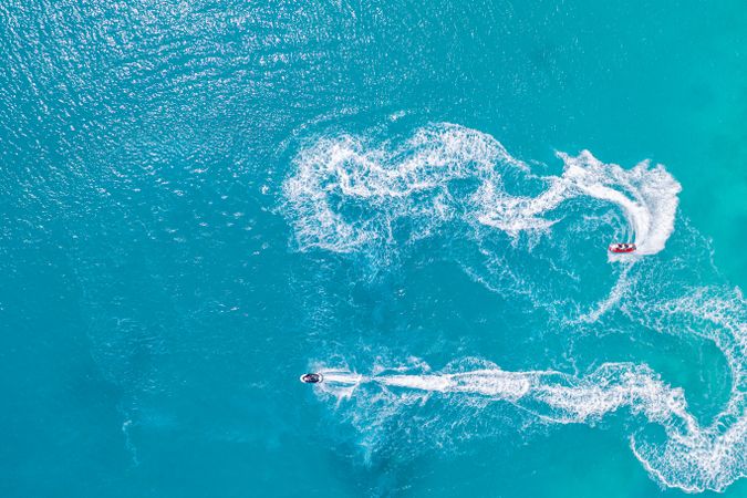 Aerial view of two jet skis
