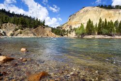 Yellowstone River running through canyon on beautiful summer day