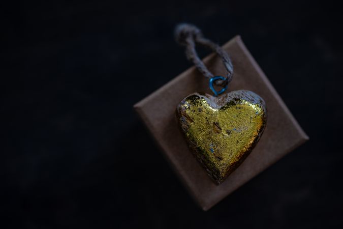 Valentine's day concept with golden heart ornament