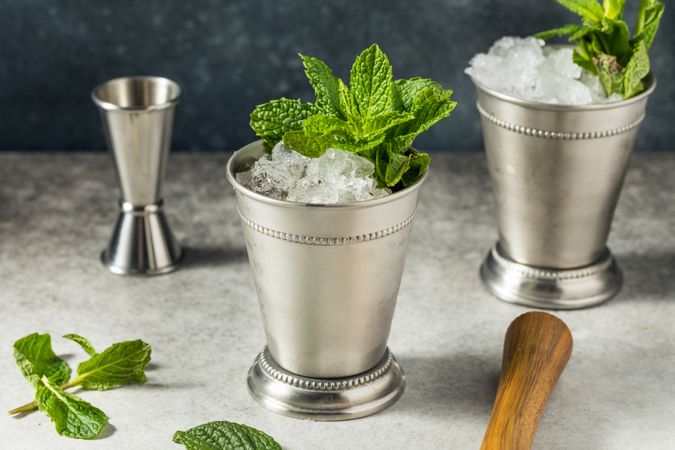 Refreshing Cold Iced Mint Julep Cocktail