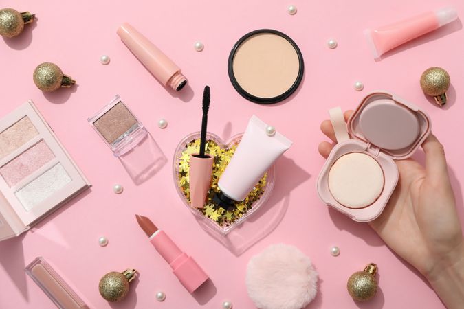 Concept of different cosmetics, different winter cosmetics