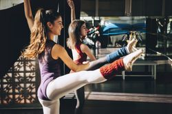 Dancers of ballet training together