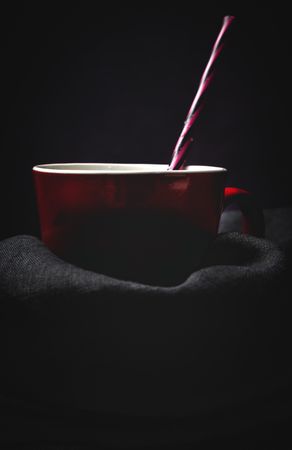 Cup of milk on table