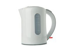 Modern electric kettle isolated on light background