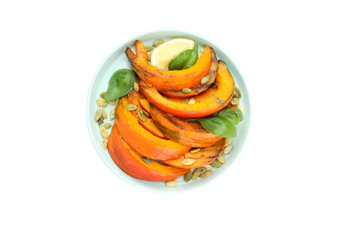 Baked pumpkin isolated on blank background