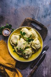 Ukrainian vareniki dumplings with potato