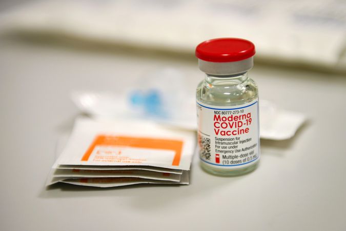 Close up shot of Moderna vaccine vial