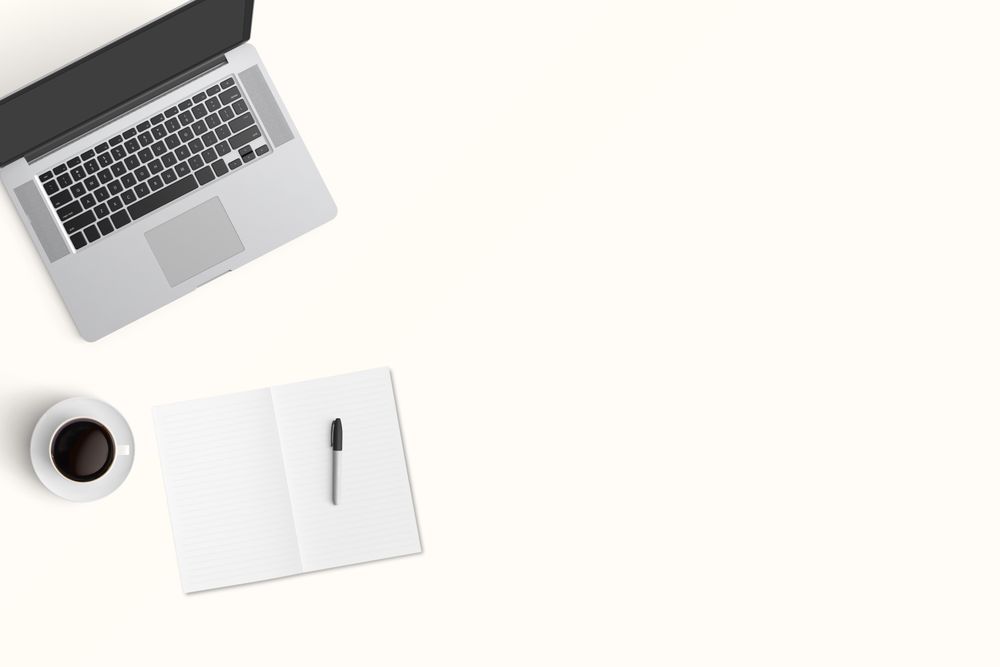Modern workspace with  copy space on color background