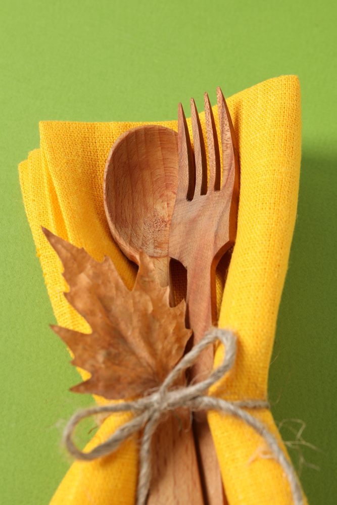 Concept of Thanksgiving day, Autumn table setting, close up