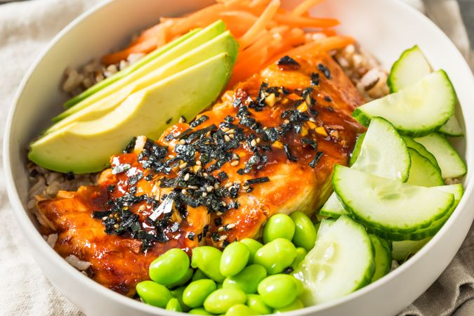 Homemade Japanese Teriyaki Salmon Bowl