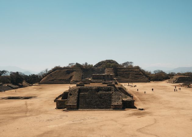 Front view of ancient pyramids outside Oaxaca, Mexico