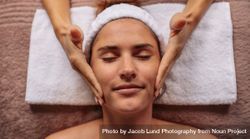 Female getting facial message treatment beauty salon 5kRXGG