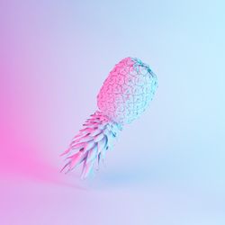 Pineapple in vibrant bold gradient holographic neon  colors