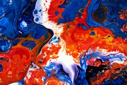 Blue and Red Fluid Art, Abstract Acrylic Pouring