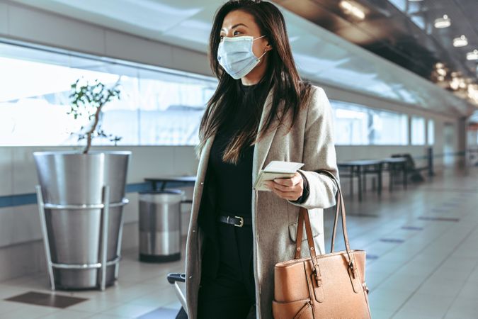 Female traveling during covid-19 pandemic