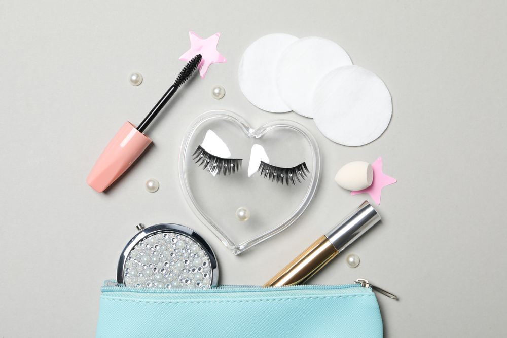 False eyelashes, concept of different makeup accessories