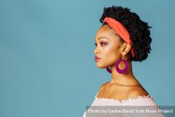 Studio shoot of thoughtful Black woman’s profile 477Yl4