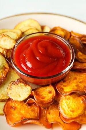 Concept of tasty food - sweet potato fries