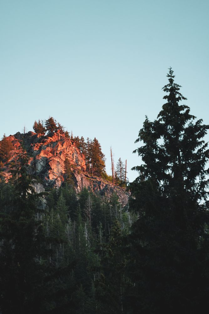 golden mountain top in sunrise