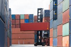 Background of forklift truck lifting container box