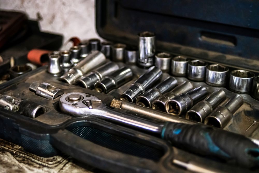 Garage. Car repair. Tools.