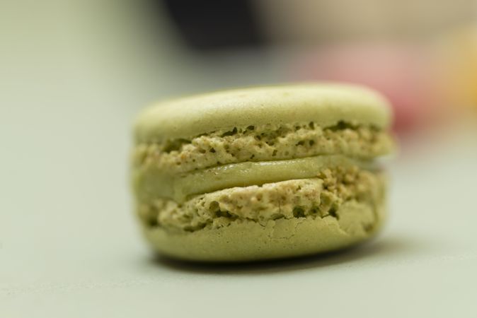 Close up of delicious pistachio macaroon